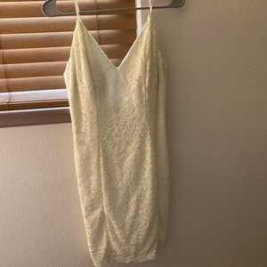 white lacy body-con mini dress